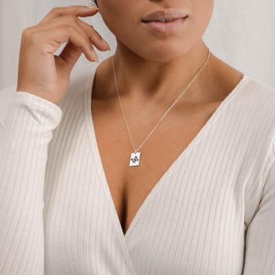 China 2021 eManco Environmental Friendly Butterfly Necklace Stainless Steel Gold Charm Choker Chain Square Pendant Necklace For Women Elegant Jewelry for sale