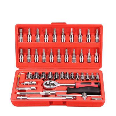 China Auto Repair Socket Set 46pcs Auto Repair Kit Economic Tool Set Ratchet Socket Wrench Set Screwdriver Binary Pattern Repair Tool Portable Hardware Tool for sale