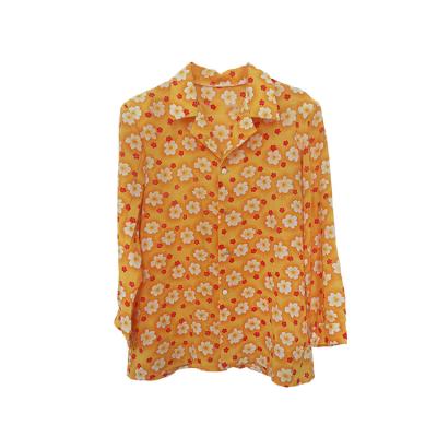 China Wholesale Second Hand Clothing Fashionable Used Thrift Mixed Ladies Shirts Clothing Vintage Pattern Floral Shirts for sale