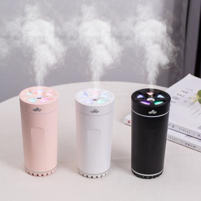 China Portable Mini Air Humidifier For Bedroom USB Car Air Humidifier Small Handheld Ultrasonic Humidifier LED Table Warm Light for sale