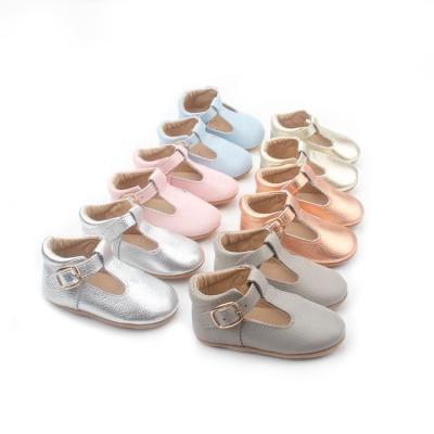 China Baby shoe beauty girls sof flat leather t-bar Mary Jane shoes kids shoes factory for sale