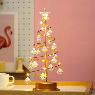 China Modern Battery Operated Crystal Pendant Decoration Table Tree Lamp for Bedroom for sale