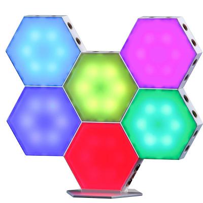 China Modern Hexagonal RGB Light, 6 Pack Hexagonal Honeycomb Quantum Modular Light LED Wall Lamp for sale