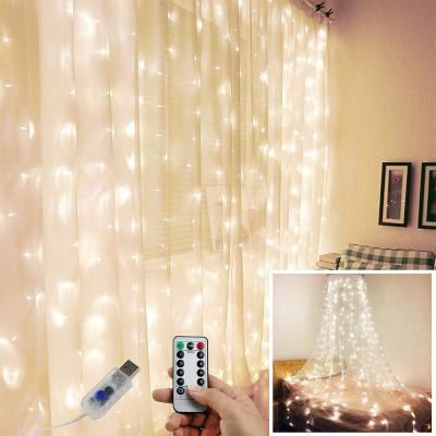 China Led Curtain Light 3x3m 300 Modes LED 8 Window Curtain String Light For Bedroom Decorations for sale