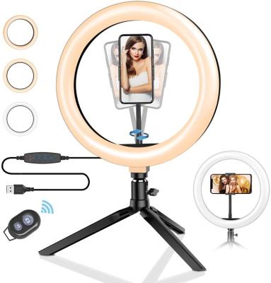 China 10 Inch PORTABLE Led Circle Ring Light with Tripod Stand and Phone Holder for YouTube Live Stream Makeup Photography Visual for sale