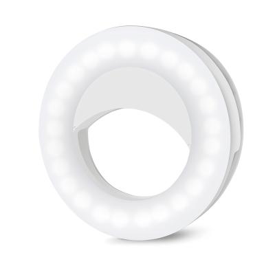 China LOW MOQ Custom Portable Rechargeable Cell Phone Selfie Ring Light NEW 40LED 3Mode Dimmable for sale