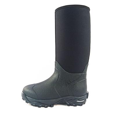 China Fashion trend high quality waterproof rubber boots with neoprene striping outdoor men raining boots for sale