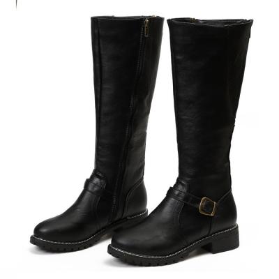 China Lightweight High Quality Women Wide Calfskin Riding Boots With Long Zipper Back Ladies Boots For Winter for sale