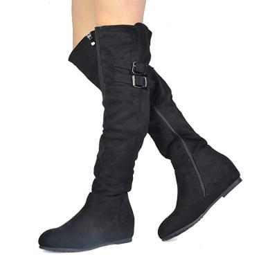 China New Design Strap Women Lightweight Boots Knee High Ladies Boots With Low Heel Horsing Boots for sale