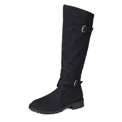 China Lightweight Casual Comfortable Slip On High Boots Block Thick Heel Women Work Boots and Horsing Boots for sale