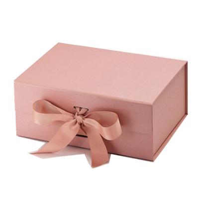 China Custom Recyclable Porcelain Wholesale Pink Ribbon Wedding Gift Voucher Packaging Boxes Magnetic for sale