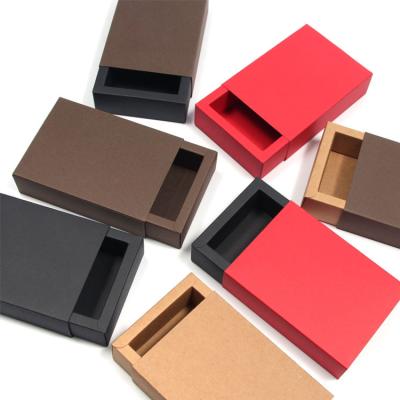 China Cheap Recyclable Price lvsow Product Black Kraft Paper Box for Jewelry and Watch and Eyewear, Drawer Box Packaging for sale