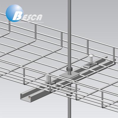 China Steel Wire Mesh Overhead Hanging Cable Tray with Reinforce Bracket for sale