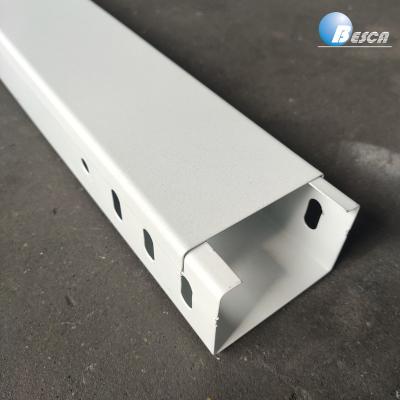 China White Steel Cable Rack Cable Trunking With Cover Clamp for sale