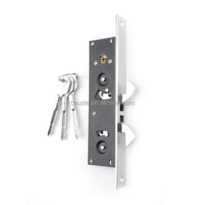 China Entrance Chrome Finish Two Bolt Frame Door Lock Aluminum Profile Sliding Locks for sale