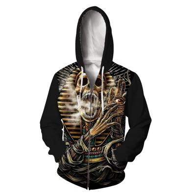 China Factory Supply Anti-shrink High Quality Skull Printed Hoodie Sportswear Cheap Jacket Men's Sweatshirt for sale