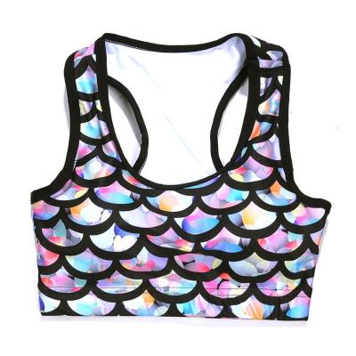 China 2019 Viable Wholesale Women's Casual Wire Free Crop Tops Multicolor Fish Scale Print Women Yoga Bra for sale