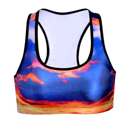 China 2019 Summer New Fashion Design Landscape Viable Print Push Up Sport Wear Yoga Top Customized Padded Bra for sale