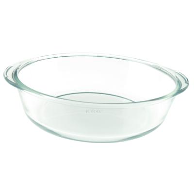 China Eco-Friendly High Borosilicate Oval Dish 500ML Baby Stocked Glass Baking Dish With Handle For Baking for sale