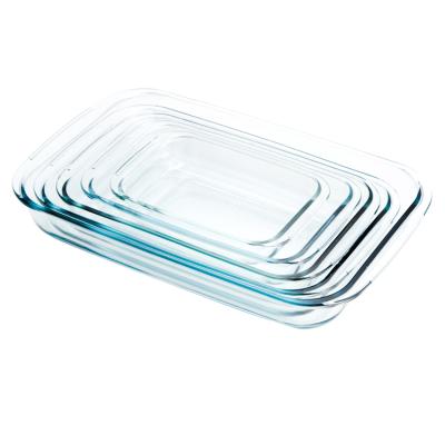 China Manufacturer High Borosilicate Heat Resistant Rectangle DISH Viable Glass COOKING Dish Glass Baking Set for sale