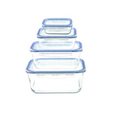 China Food Container High Borosilicate Food Storage Container Rectangular Glass Bowl Lock Lid Microwavable for sale