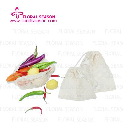 China New High Capacity Design Drawstring Cotton Mesh Produce Grocery Storage Shopping Eco-friendly Bag for sale