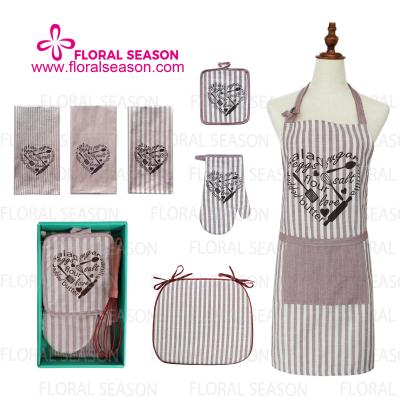 China Durable CHILD DAY GIFT KITCHEN TEXTILE SET STRIPE APRON HOME SET for sale