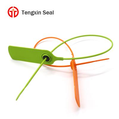 China Tamper-evident plastic zip tie cable tie seal TX-PS107 hanging tag with plastic seal strip of plastic with seal for sale