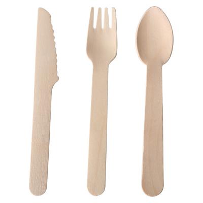 China NATURAL WOODEN BIODEGRADABLE WOODEN FORK SPOON FOOD GRADE BIRCH FORK DISPOSABLE REINFORCED wooden cutlery WYW-001 for sale