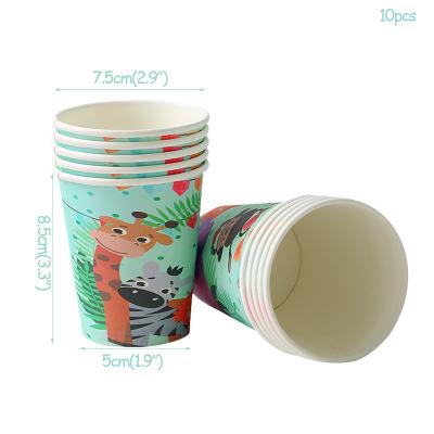 China Festival Decoration Best Selling Jungle Zoo Design Birthday Party Supplies Disposable Party Paper Plates Food Grade Paper Cup Party Flags for sale