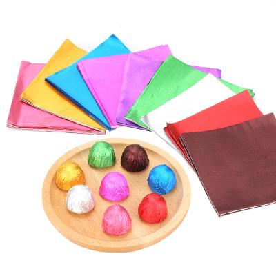 China Food Grade 15*15cm Wholesale Disposable Colorful Chocolate Aluminum Foil Chocolate Candy Wrapping Butter Ice Packing Wrapper for sale