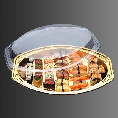 China High Quality Disposable Plastic Transparent Cake Box Gold Cake Box Gold Cake Box Disposable Packaging for sale