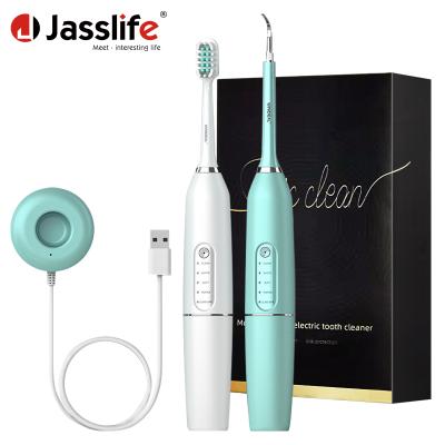 China Foldable Electric Dental Calculus Remover With Toothbrush For Teeth Cleaning Rechargeable Stain Plaque Removal Ultrasonic Tooth Cleaner for sale