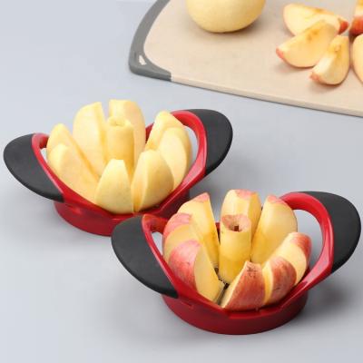 China Viable Round 8 Pointed Pieces Sliced ​​Silicone Handle Red Plastic Stainless Steel Divider Pear Apple Cutter for sale