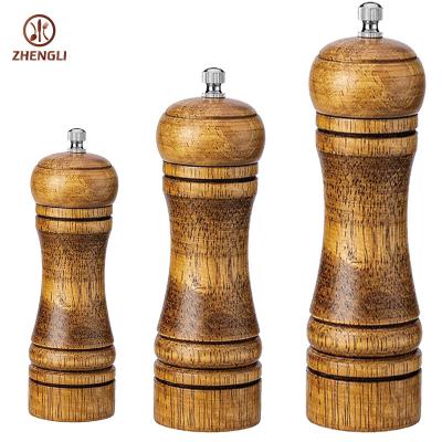 China Viable Pepper Mill Wooden Pepper Grinder, Adjustable Coarse Wooden Pepper Grinder, Rechargeable Mechanism Salt Ceramic Grinding Mill for sale