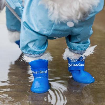 China 2021new S/m/l Sustainable Waterproof Anti Slip Shoes For Dogs Cats Candy Colors Rubber Boots Fashion Dog Accessories Pet Shoes Rain Boots for sale