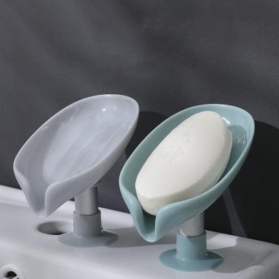 China Leaf Shape Soap Box Drain Soap Holder Box Bathroom Shower Soap Holder Sponge Storage Gadge Viable Dish Tray Bathroom Supplies for sale