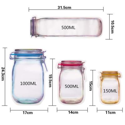 China 5-20Pcs Mason Jar Bags Reusable Seal Rustic Portable Food Nuts Candy Cookies Saver Storage Bags Organizer Snack Sandwich Ziplock Bags for sale