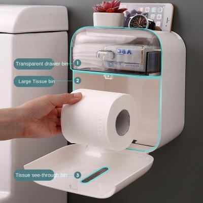 China Viable Wall Mounted Bathroom Shelf Box Tissue Box Multifunctional Large Waterproof Fashion Toilet Classification Household Paper Pumping for sale