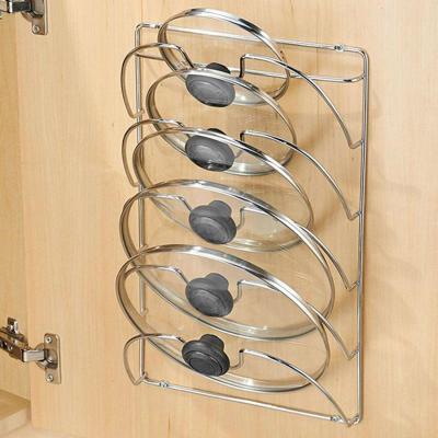 China 2021 New Fashion Viable Single Moms Hand Kitchen Tool 5 Layer Anti-fall Metal Drying Pan Pot Rack Cover Lid Rest Holder Spoon Holder for sale