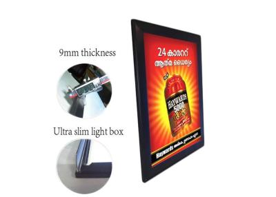 China O quadro instantâneo iluminado das placas do menu conduziu o alumínio Backlit espessura da caixa leve 9MM à venda