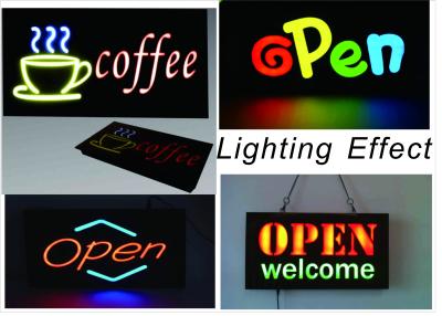 China 23 x 43cm LED das Neon-offenes Zeichen mit Kette mit Harz-Buchstaben/Kleinschaufenster unterzeichnet zu verkaufen