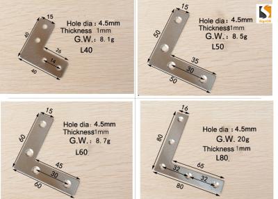 China Silver Color Sign Making Tools , L Shape Aluminum Profile Interior Corner Connector Joint Bracket for sale