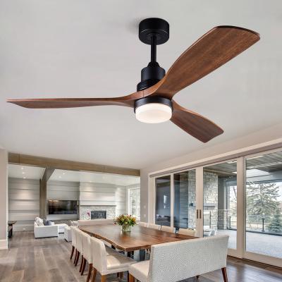 China 52 Inch Decorative Solid Wood Flush Mount Ceiling Fans Rustic Modern Attic 3 Leaf Ceiling Fans for sale