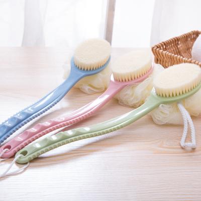 China Exfoliate Do It Yourself Promotional Body Sponge Mesh Bath Brush With Plastic Cleaning Handle for sale