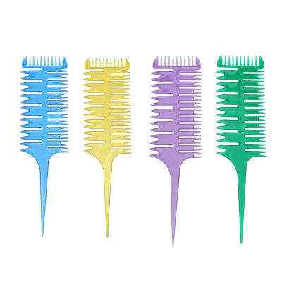 China Professional Multi Colors Salon Highlights Fish Bone Comb Hair Comb Plastic Transparent Color Comb for sale