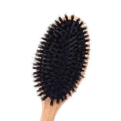 China Eco-friendy Hairbrush Boar Bristle Wave Natural Color Cushion Hairbrush Bamboo Material Paddle Brush With Massage Function for sale