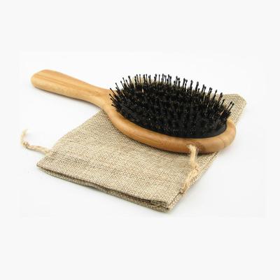 China Custom Natural Boar Bristle Cushion Handle Bamboo Hair Brush for sale