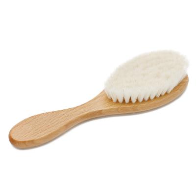 China Baby Hair Natural Goat Hair Brush Comb Soft Touch Best Cushion Wool Gift For Baby for sale