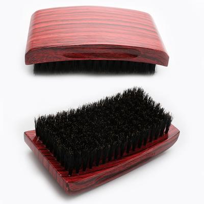 China Nondisposable Custom Black Hardwood Boar Stiffen 360 Curved Square Hard Wave Brush for sale